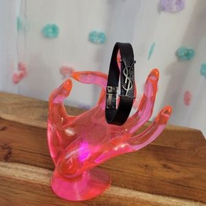 Authentic YSL Opyum Black Leather Gunmetal Bracelet